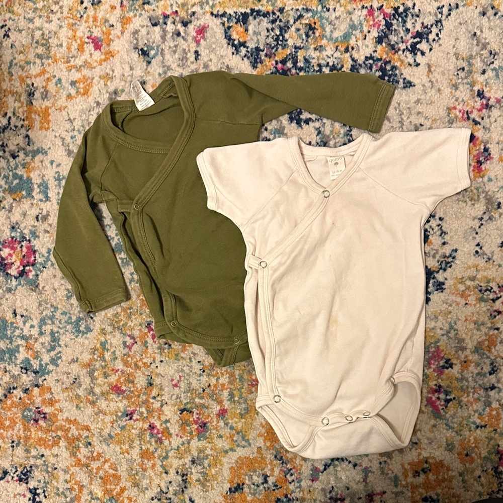 Olive Green and Cream Kate Quinn wrap onesies